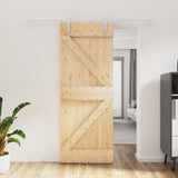 Puerta corredera de Vidaxl con masa 80x210 cm de pino sólido