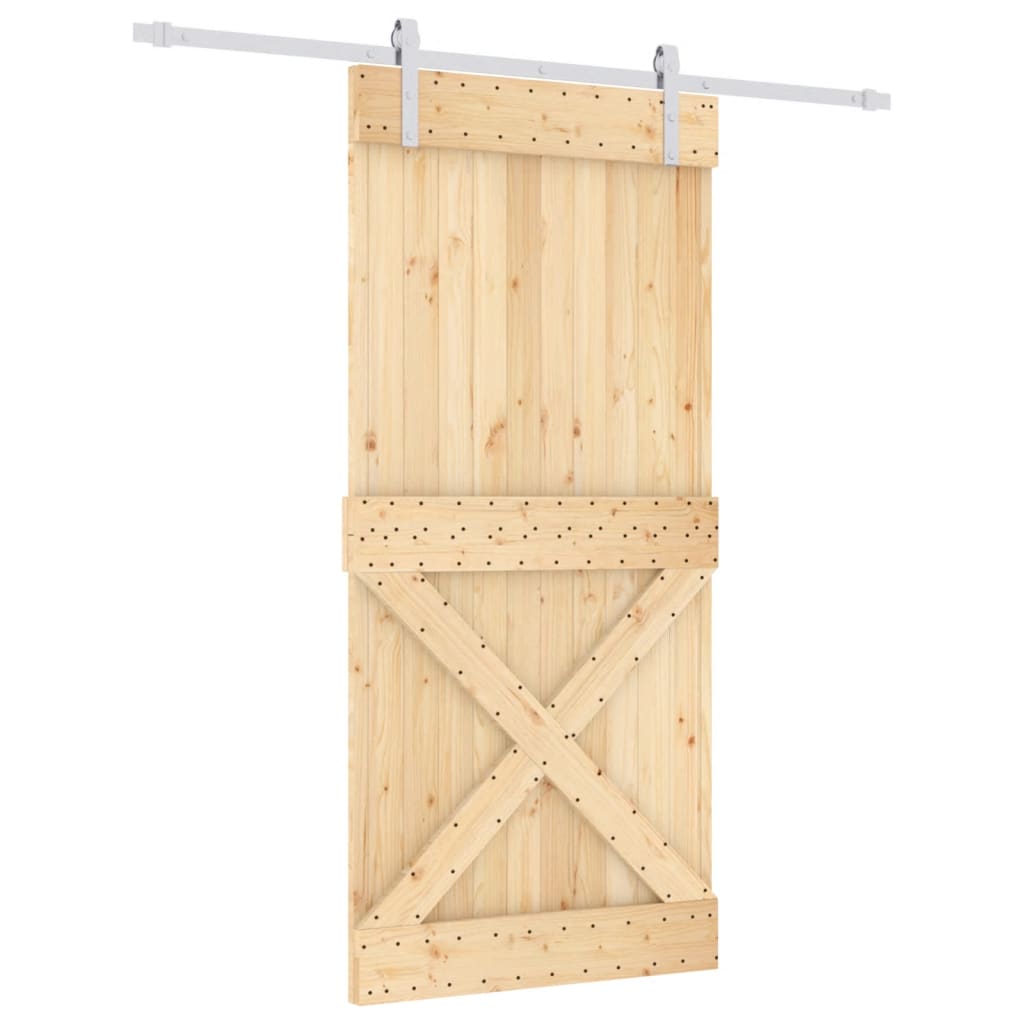 VidaXL Schuifdeur met beslag 95x210 cm massief grenenhout