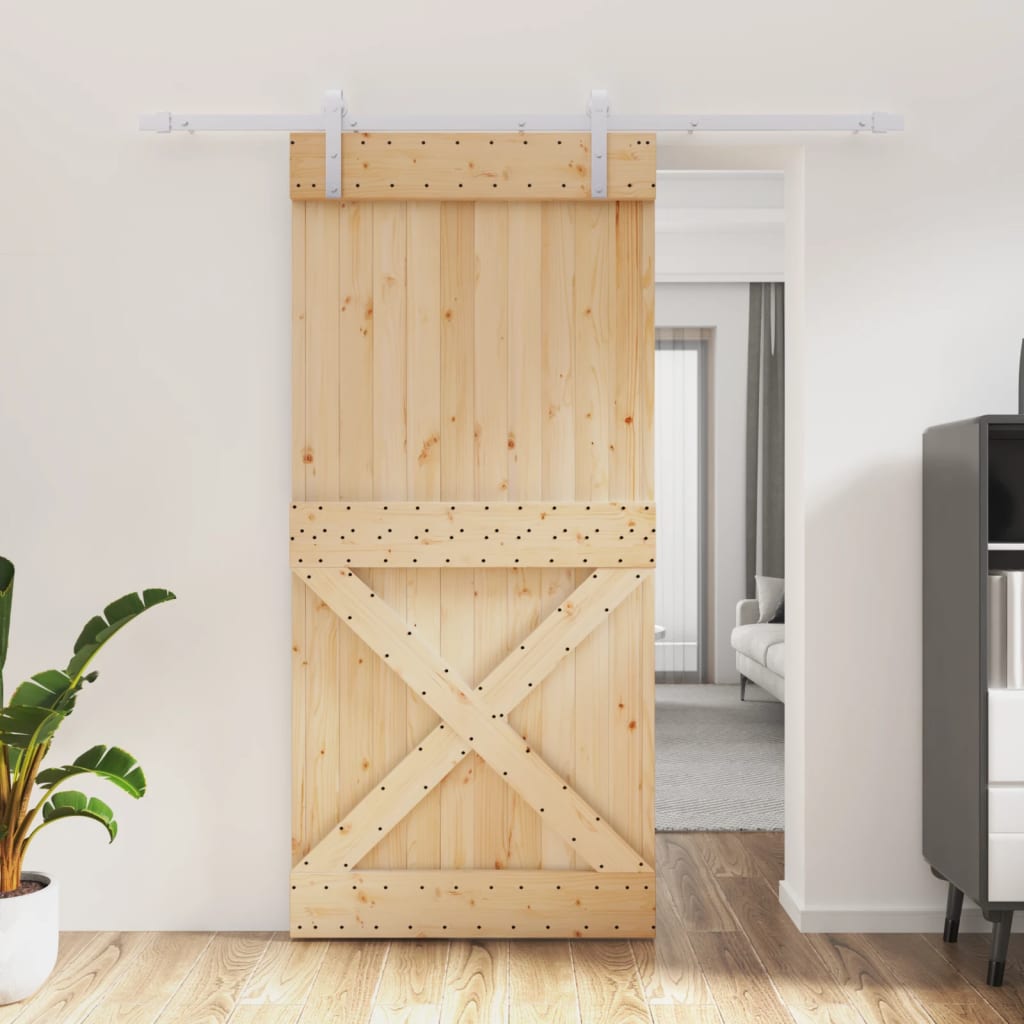 Puerta corredera de Vidaxl con masa de 95x210 cm de pino sólido