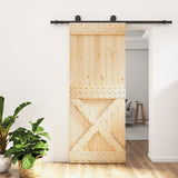 Porta scorrevole Vidaxl con pino solido da 85x210 cm