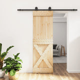 Vidaxl sliding door with batter 70x210 cm solid pine