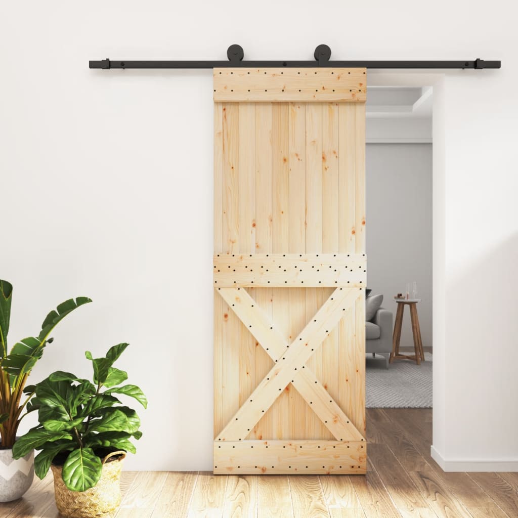 Puerta corredera de Vidaxl con masa 80x210 cm de pino sólido