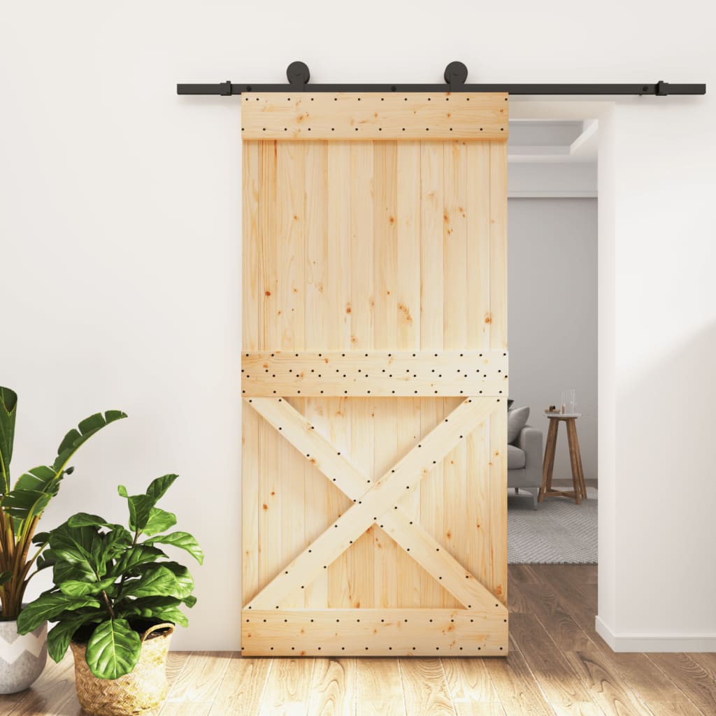 Puerta corredera de Vidaxl con masa 100x210 cm de pino sólido