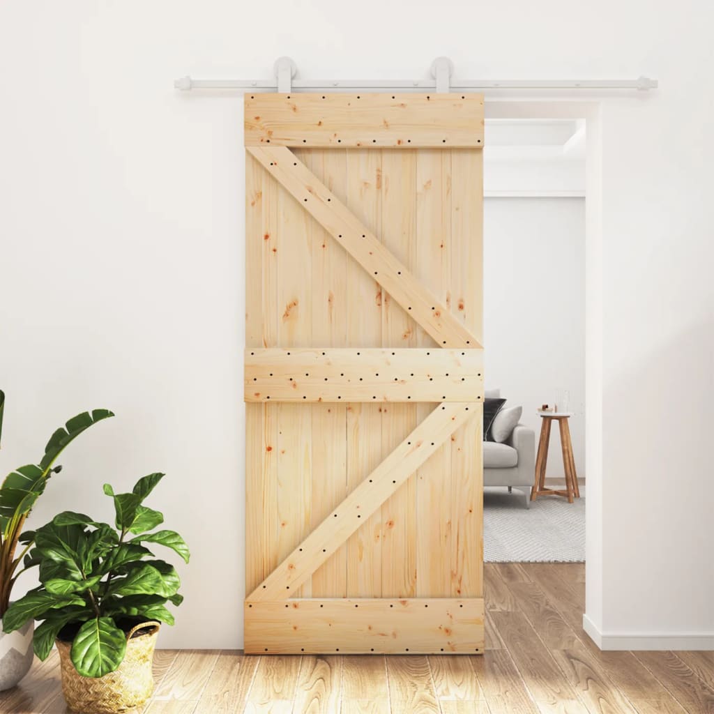 Puerta corredera de Vidaxl con masa de 90x210 cm de pino sólido