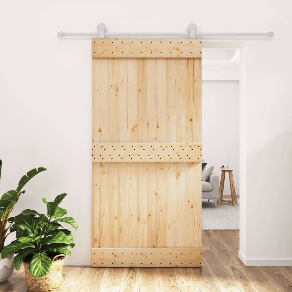 Puerta corredera de Vidaxl con masa 100x210 cm de pino sólido