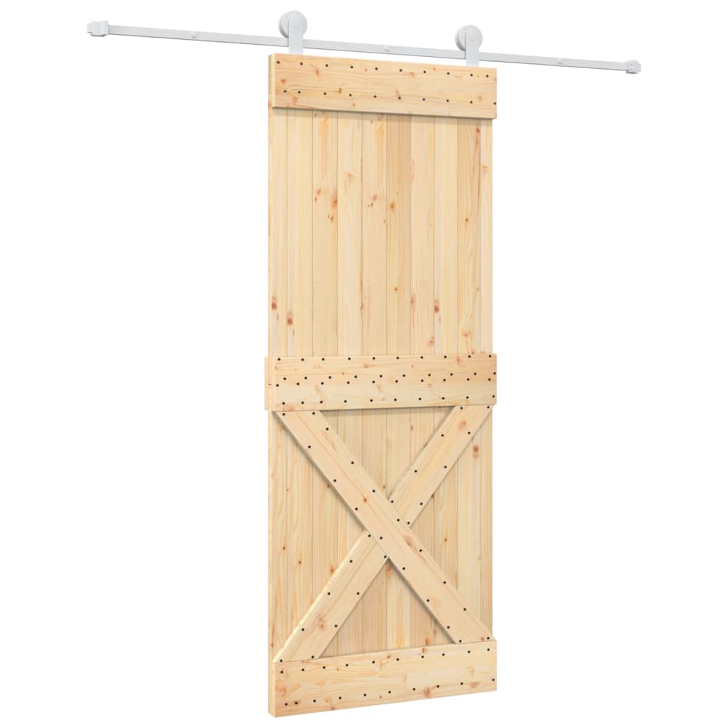 Puerta corredera de Vidaxl con masa 80x210 cm de pino sólido