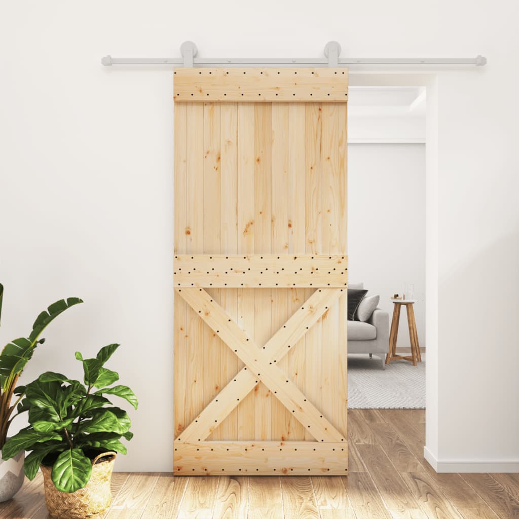 Puerta corredera de Vidaxl con masa de 90x210 cm de pino sólido