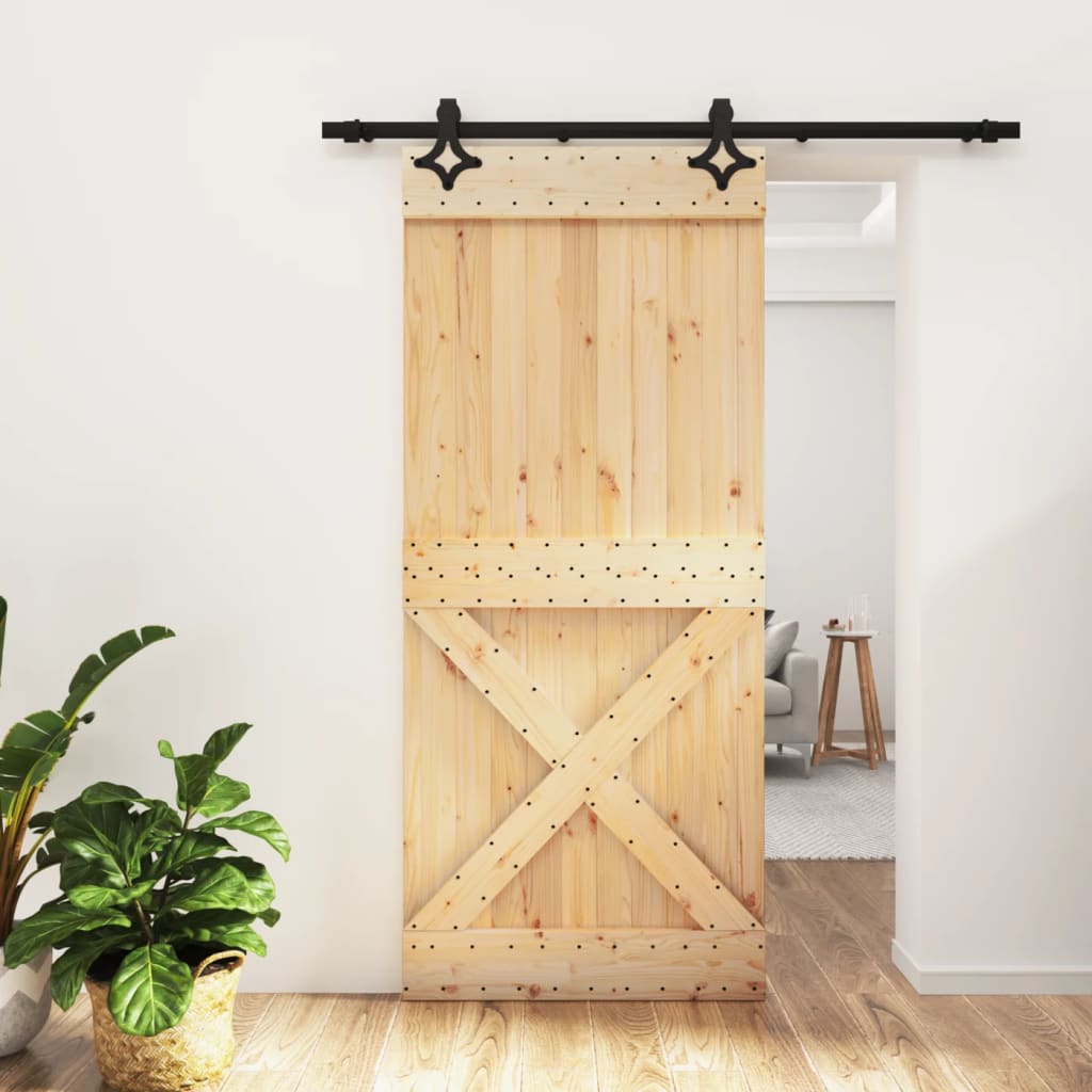 Puerta corredera de Vidaxl con masa de 90x210 cm de pino sólido