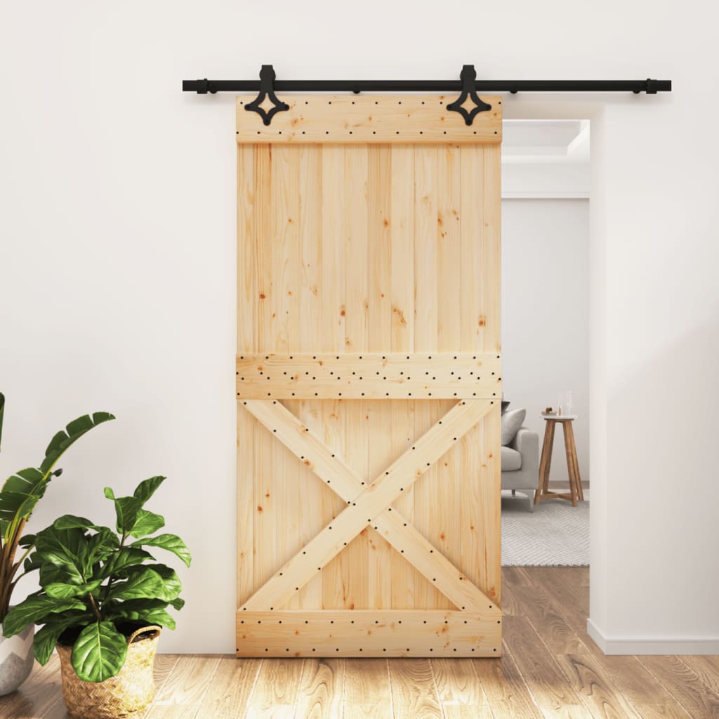 Puerta corredera de Vidaxl con masa 100x210 cm de pino sólido