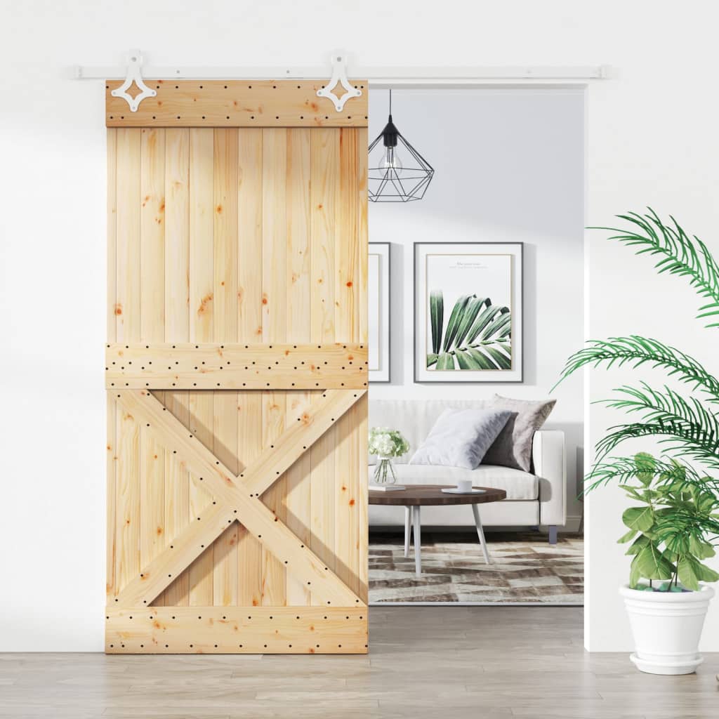 Puerta corredera de Vidaxl con masa 100x210 cm de pino sólido