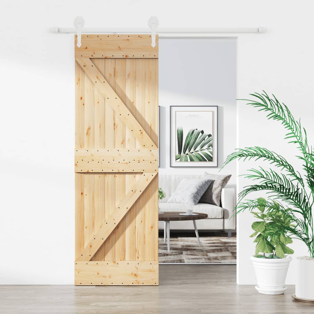 Vidaxl sliding door with batter 70x210 cm solid pine