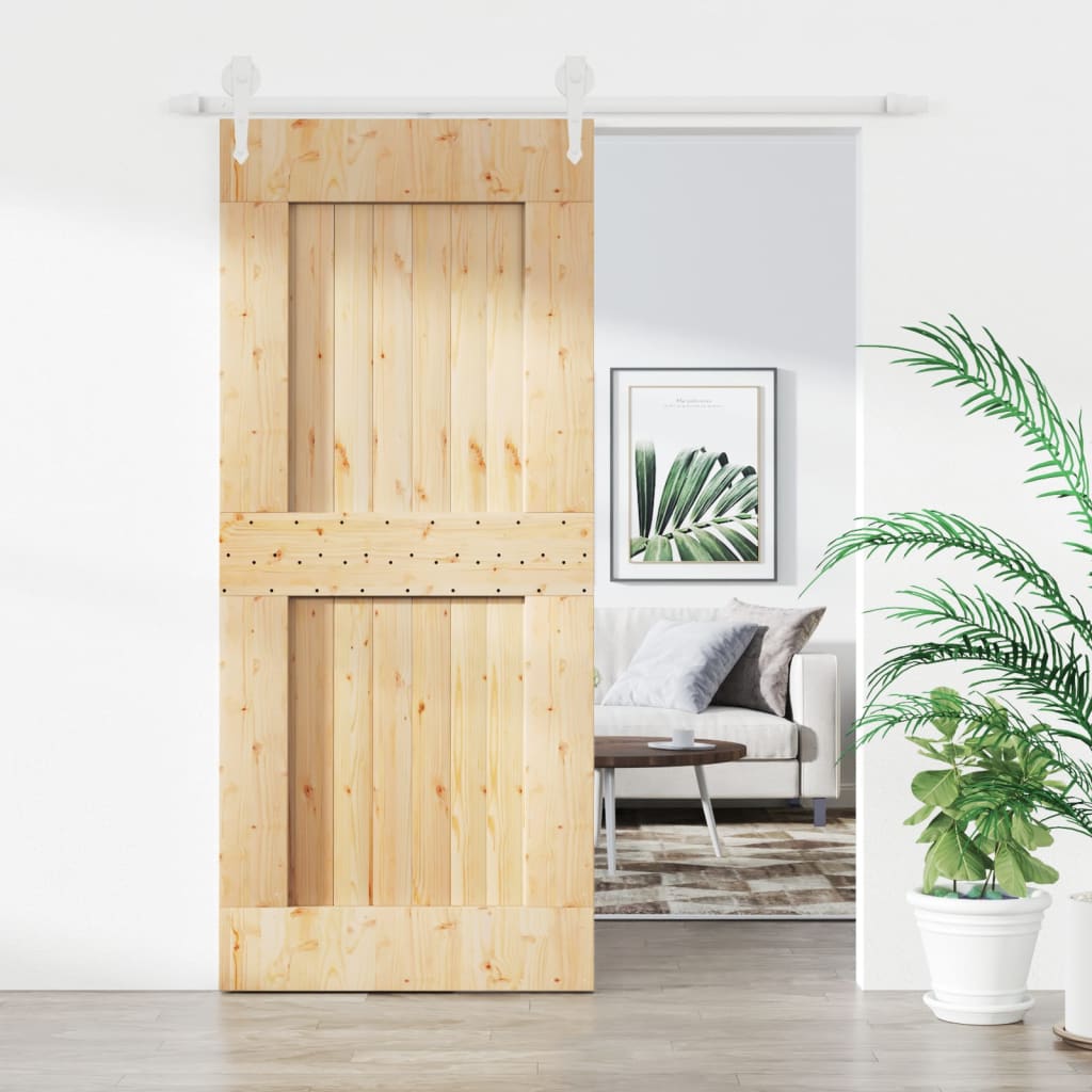 Puerta corredera de Vidaxl con masa de 90x210 cm de pino sólido