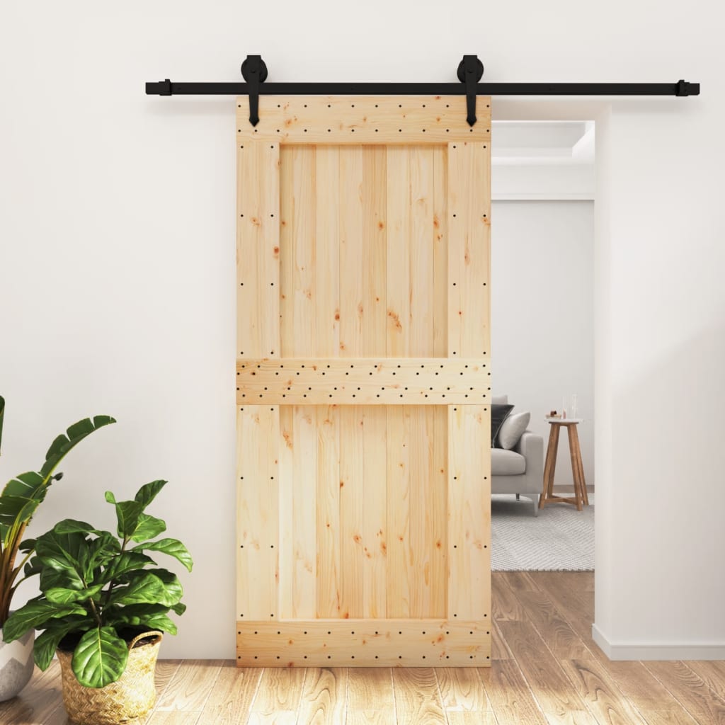 Puerta corredera de Vidaxl con masa de 95x210 cm de pino sólido