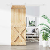 Vidaxl sliding door with batter 90x210 cm solid pine