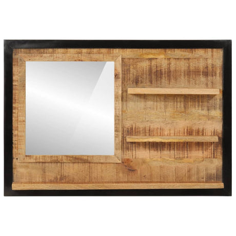 Miroir Vidaxx avec étagères 80x8x55 cm verre et bois de manguier massif