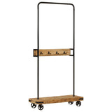 Vidaxx portant à vêtements à roulettes 90x35x190 cm en bois de manguier massif et fer