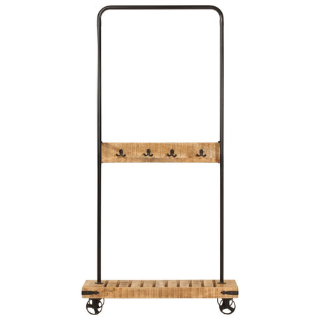 Vidaxx portant à vêtements à roulettes 90x35x190 cm en bois de manguier massif et fer
