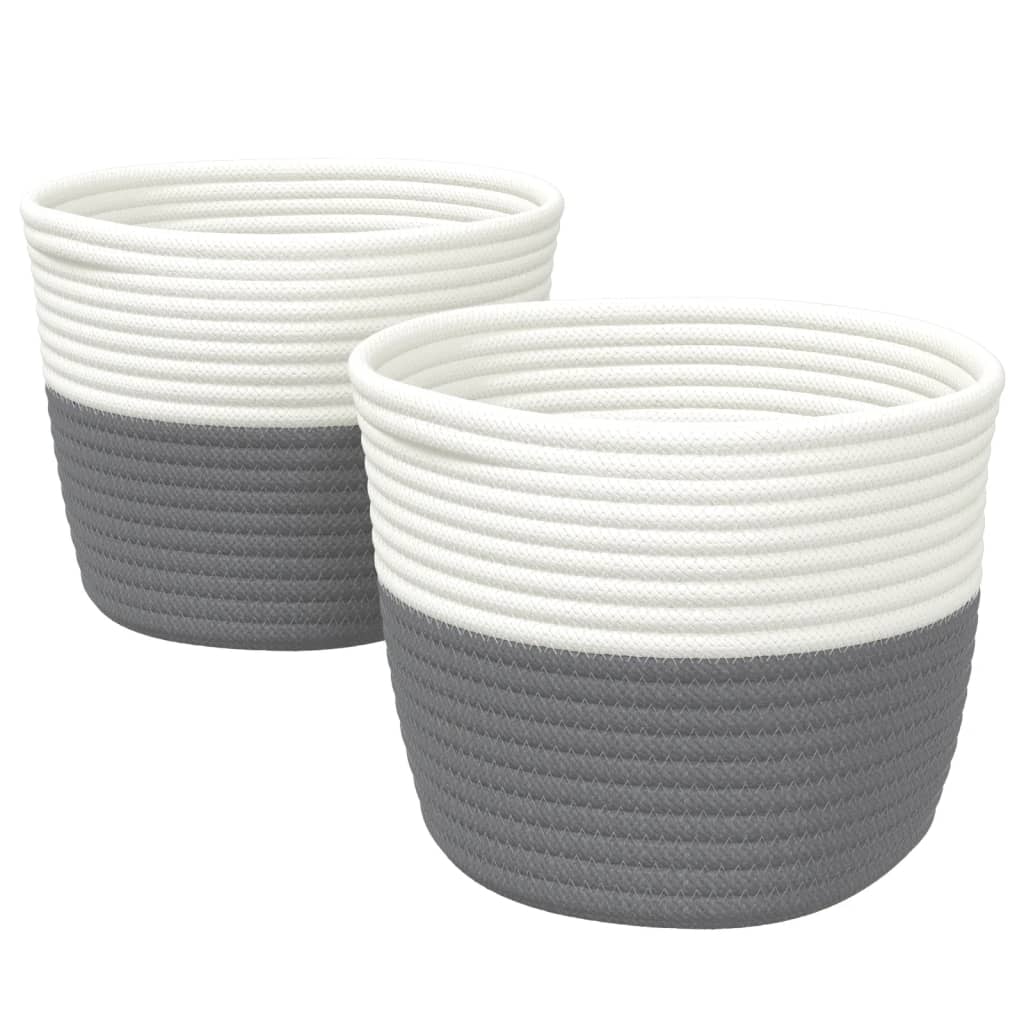 Vidaxx paniers de rangement 2 pcs ø 24x18 cm coton gris et blanc