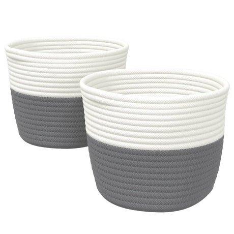 Vidaxx paniers de rangement 2 pcs ø 24x18 cm coton gris et blanc