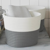 Vidaxx paniers de rangement 2 pcs ø 24x18 cm coton gris et blanc