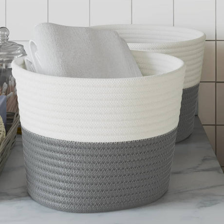Vidaxx paniers de rangement 2 pcs ø 24x18 cm coton gris et blanc