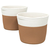 Vidaxx paniers de rangement 2 pcs ø 24x18 cm coton marron et blanc