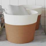 Vidaxx paniers de rangement 2 pcs ø 24x18 cm coton marron et blanc