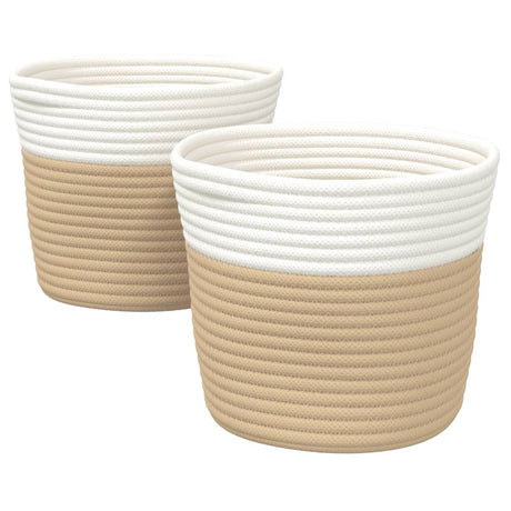 Vidaxx paniers de rangement 2 pcs ø 24x18 cm coton beige et blanc