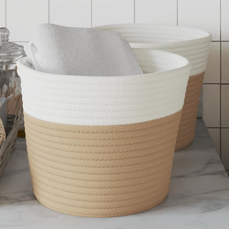 Vidaxx paniers de rangement 2 pcs ø 24x18 cm coton beige et blanc