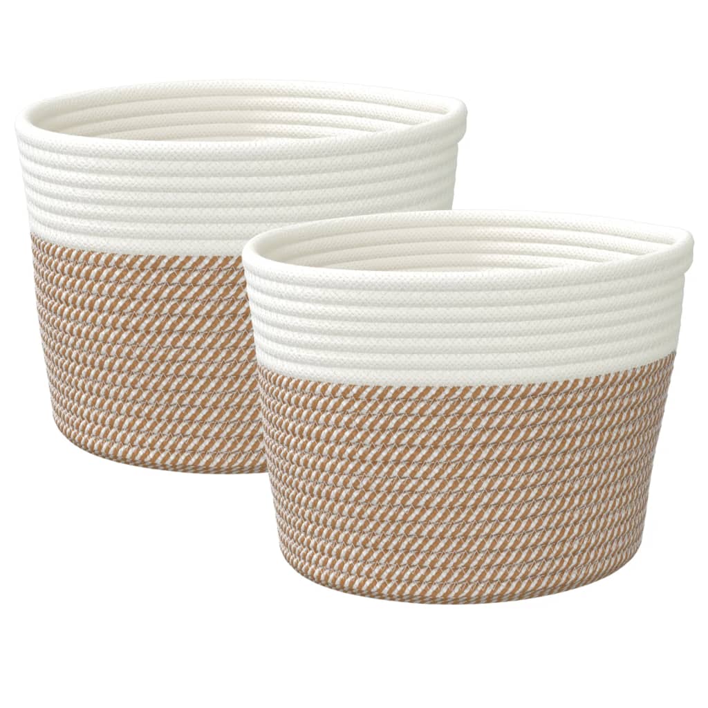 Vidaxx paniers de rangement 2 pcs ø 24x18 cm coton marron et blanc