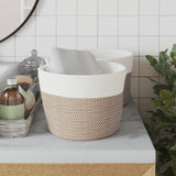 Vidaxx paniers de rangement 2 pcs ø 24x18 cm coton marron et blanc
