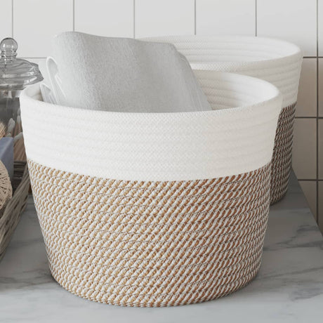 Vidaxx paniers de rangement 2 pcs ø 24x18 cm coton marron et blanc