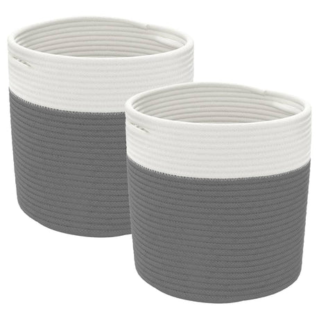 Vidaxx paniers de rangement 2 pcs ø 28x28 cm coton gris et blanc