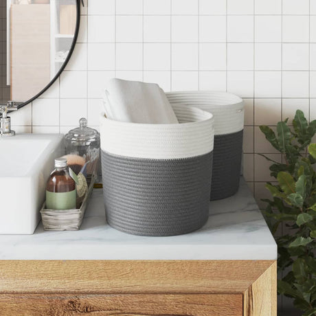 Vidaxx paniers de rangement 2 pcs ø 28x28 cm coton gris et blanc