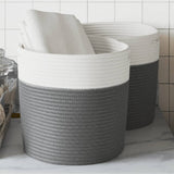 Vidaxx paniers de rangement 2 pcs ø 28x28 cm coton gris et blanc
