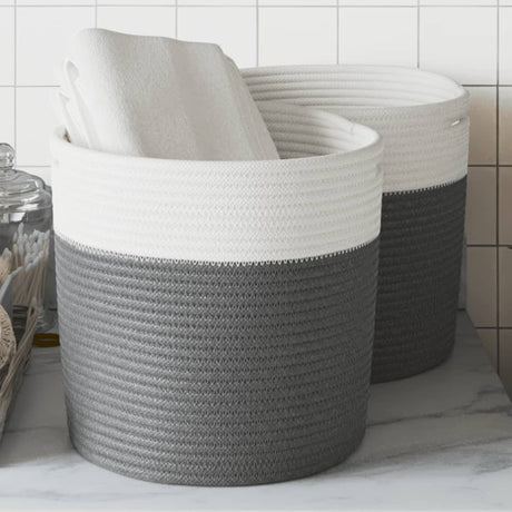 Vidaxx paniers de rangement 2 pcs ø 28x28 cm coton gris et blanc