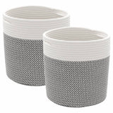 Vidaxx paniers de rangement 2 pcs ø 28x28 cm coton gris et blanc