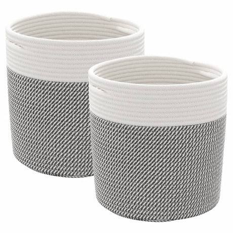 Vidaxx paniers de rangement 2 pcs ø 28x28 cm coton gris et blanc