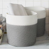 Vidaxx paniers de rangement 2 pcs ø 28x28 cm coton gris et blanc