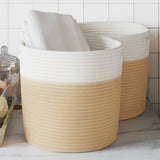 Vidaxx paniers de rangement 2 pcs ø 28x28 cm coton beige et blanc