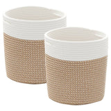 Vidaxx paniers de rangement 2 pcs ø 28x28 cm coton marron et blanc