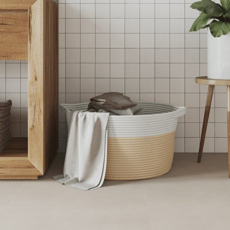 Vidaxx panier de rangement ø 40x25 cm coton beige et blanc