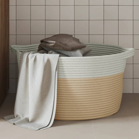 Vidaxx panier de rangement ø 40x25 cm coton beige et blanc