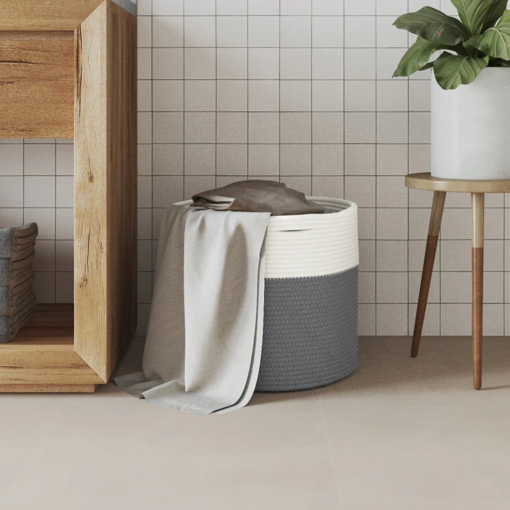 Vidaxx panier de rangement ø 40x35 cm coton gris et blanc