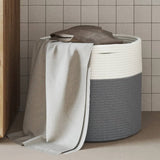 Vidaxx panier de rangement ø 40x35 cm coton gris et blanc