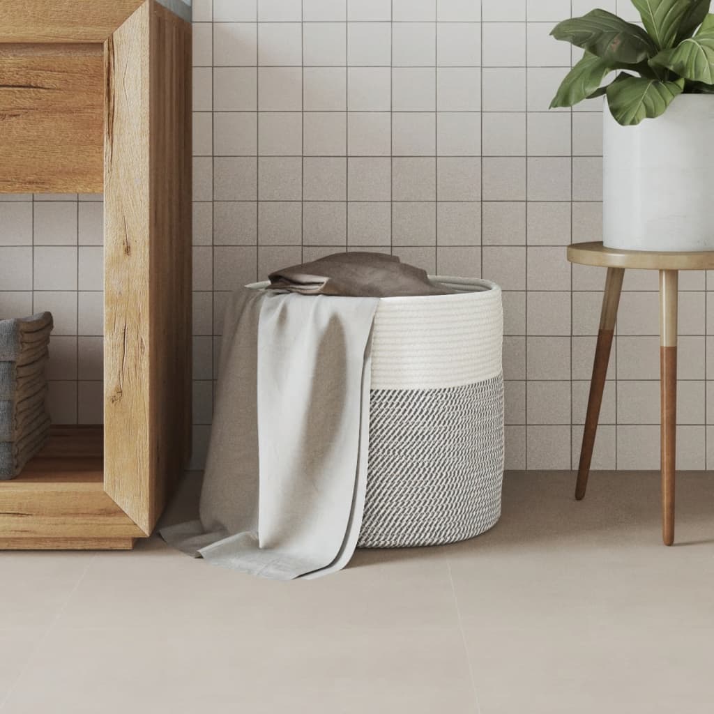 Vidaxx panier de rangement ø 40x35 cm coton gris et blanc