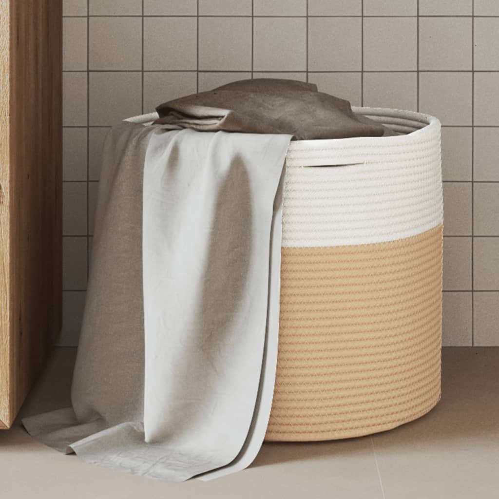 Vidaxx panier de rangement ø 40x35 cm coton beige et blanc
