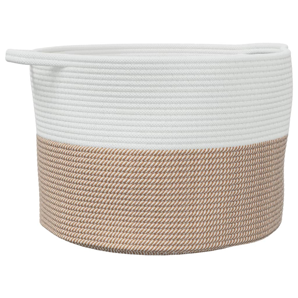 Vidaxl Laundry Basket Ø 55x36 cm bavlněná hnědá a bílá