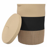 Vidaxx panier de rangement avec couvercle ø 37x50 cm coton noir et beige
