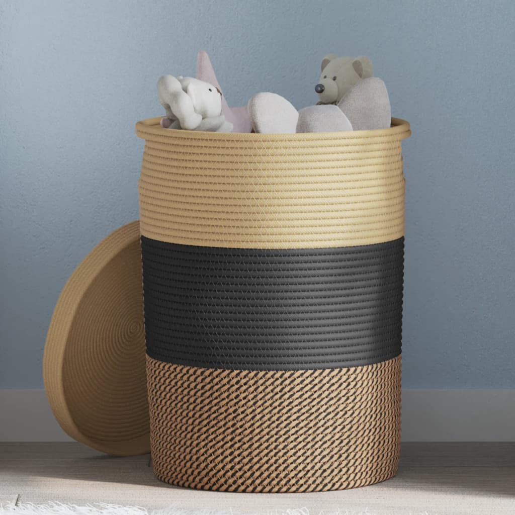 Vidaxx panier de rangement avec couvercle ø 37x50 cm coton noir et beige